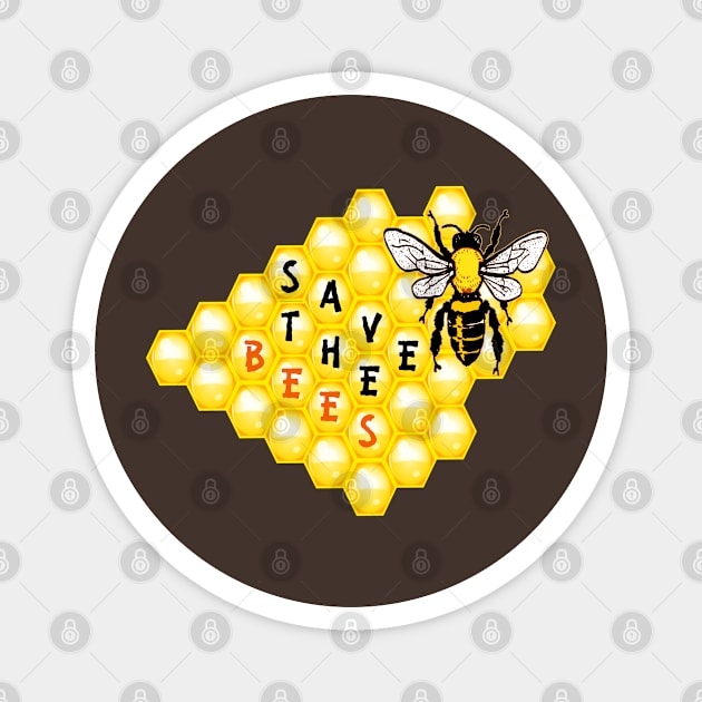 Save The Bees Honeycomb Magnet by musicanytime